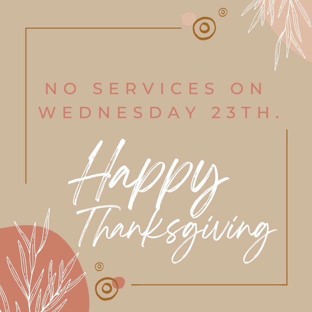 No services on Wednesday 23rd